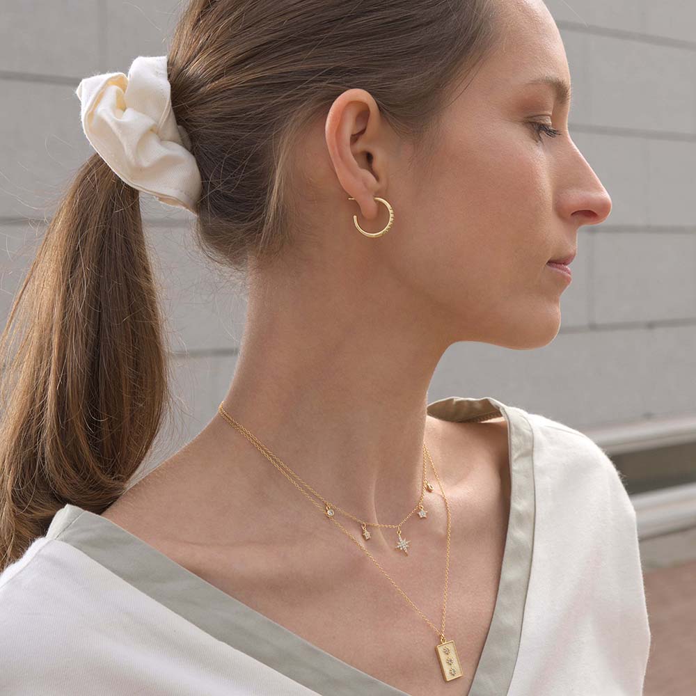 Big zirconia hoop silver