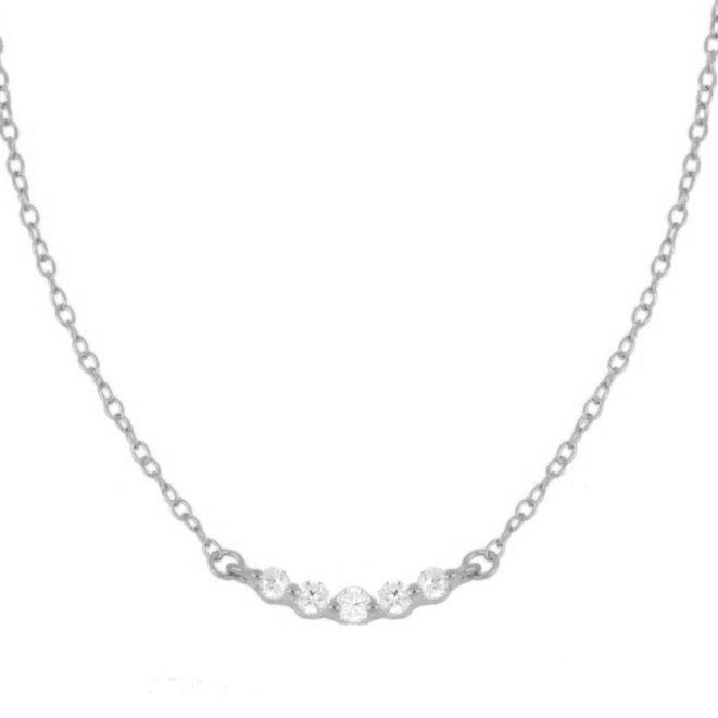 5 zirconia necklace silver