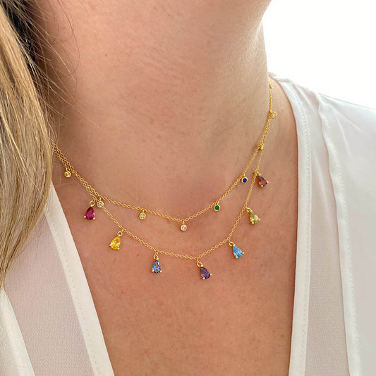 Zirconia tear rainbow gold