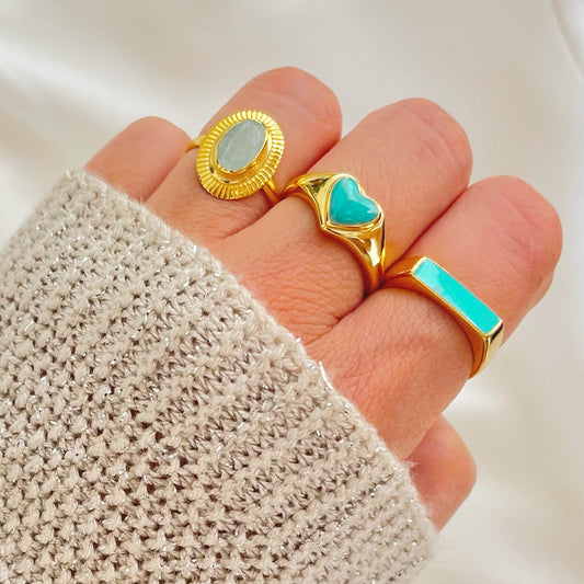 Light blue enamel heart gold