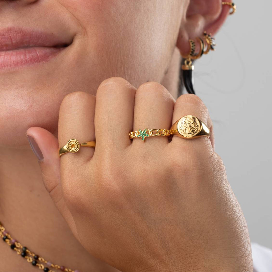 Pink star ring gold