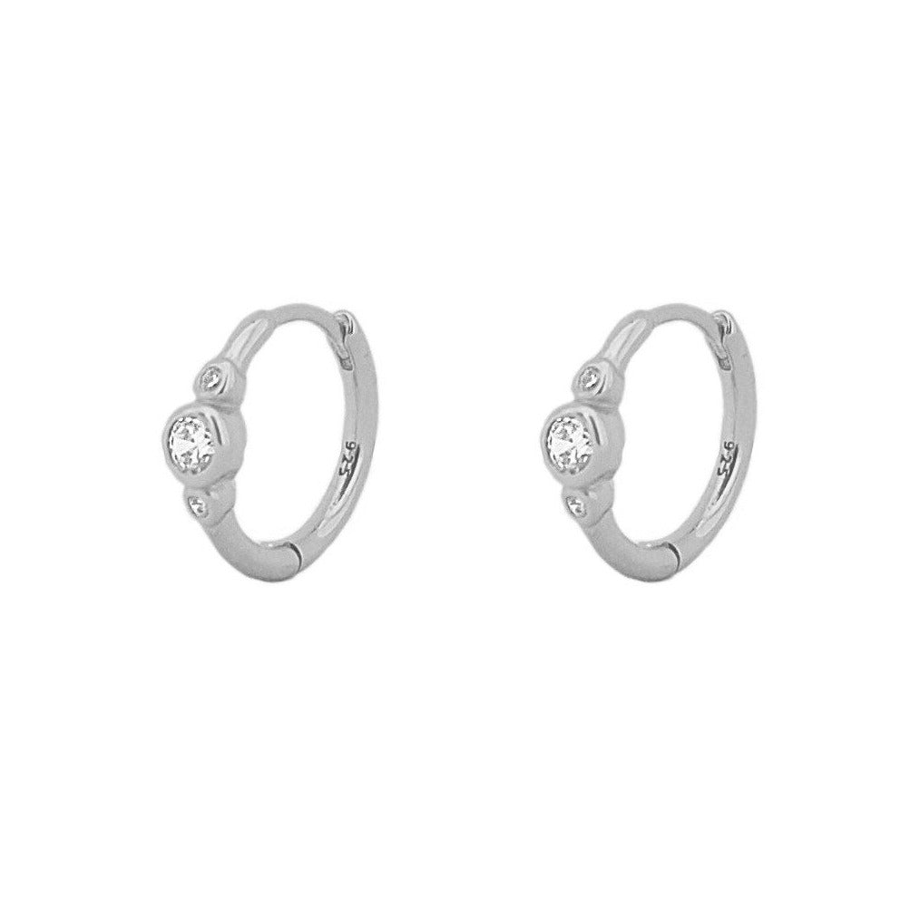 Three small zirconia hoop silver - ByMirelae