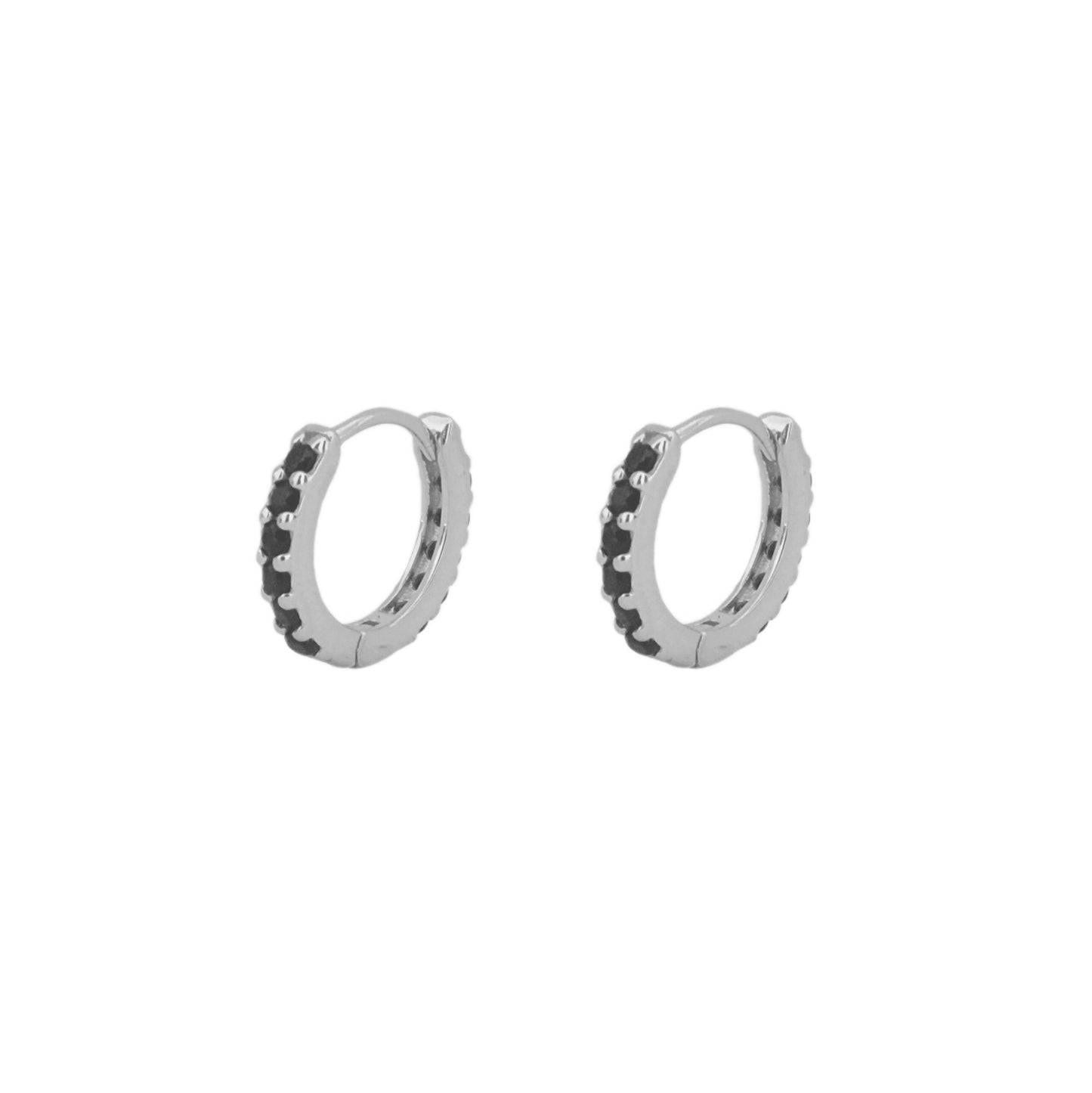 Black zirconia hoop silver - ByMirelae