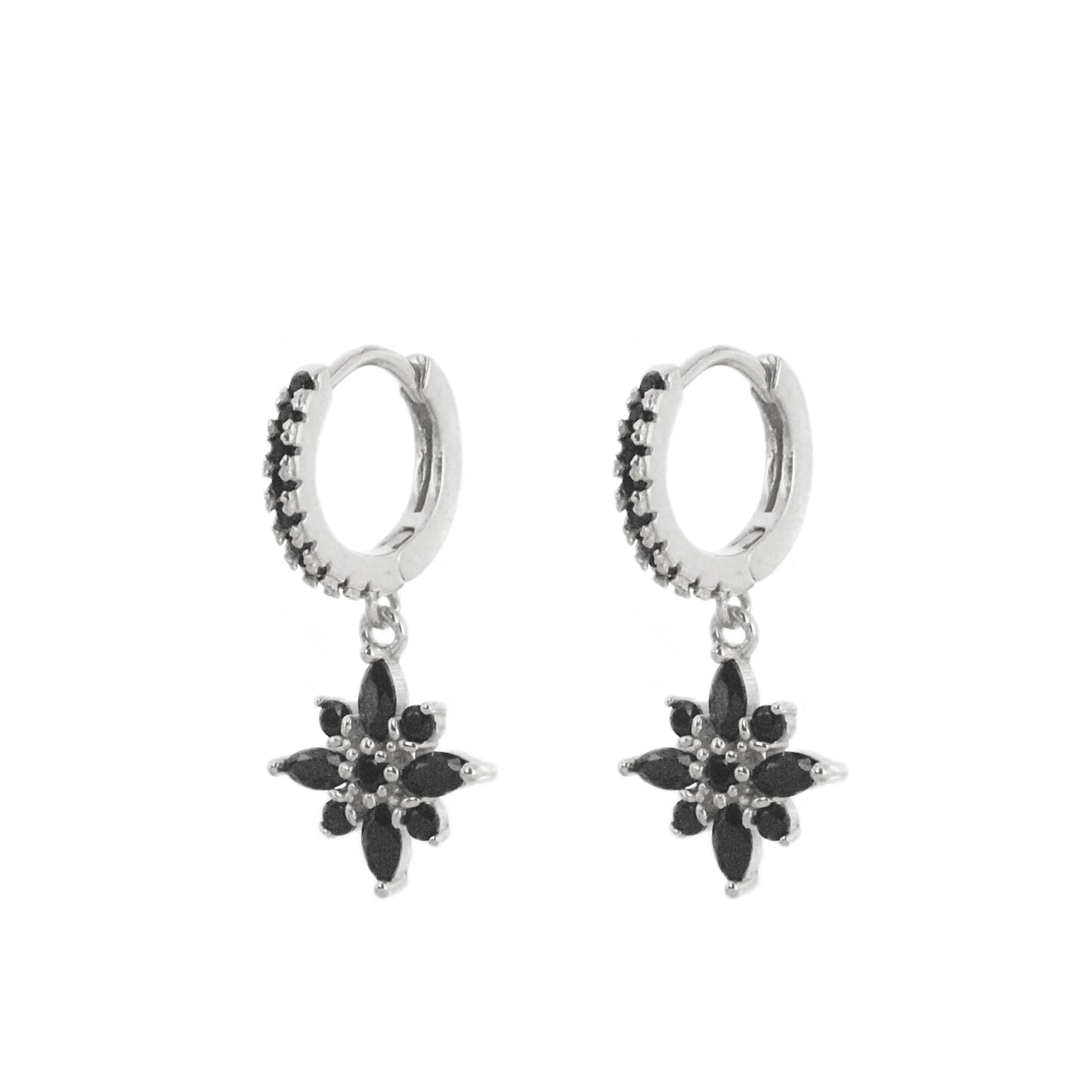 Black zirconia star hoop silver - ByMirelae