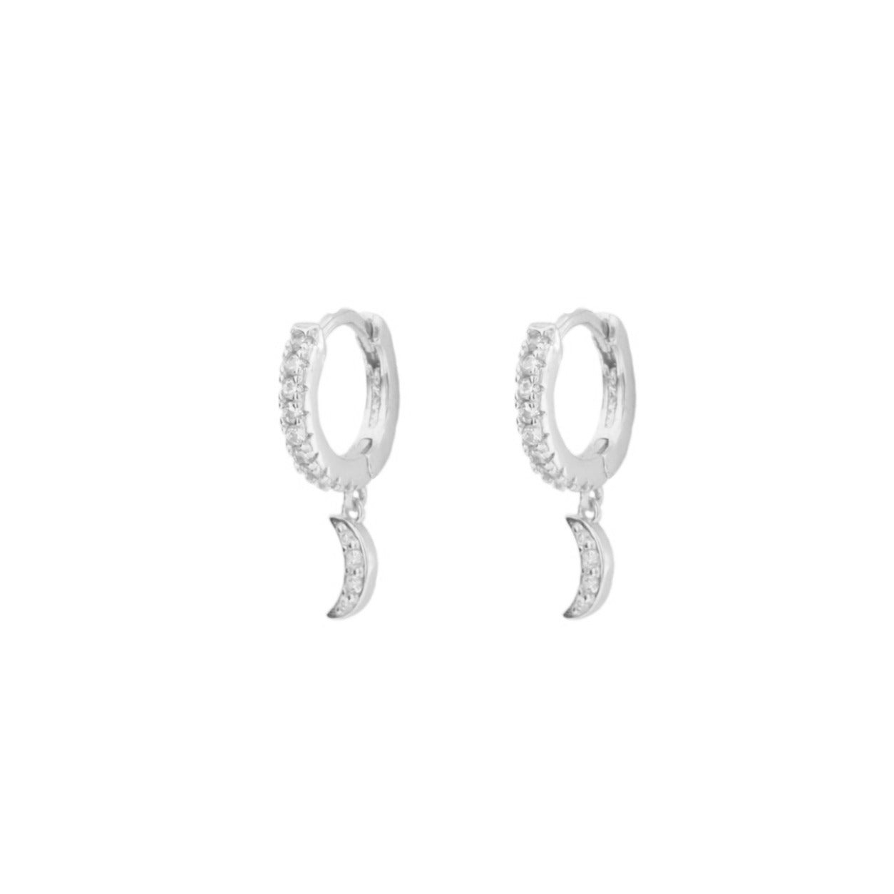 Small zirconia moon hoop silver - ByMirelae