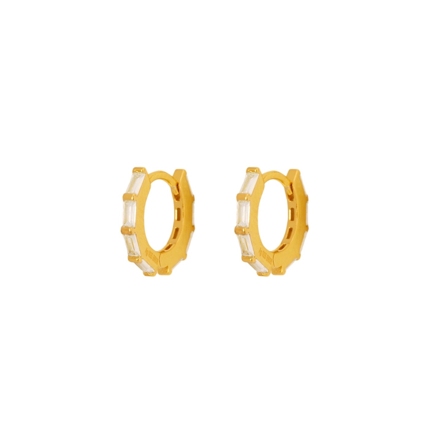White zirconia baguettes hoop gold - ByMirelae