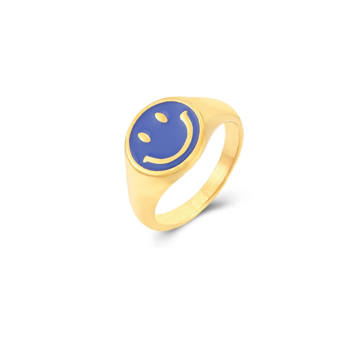 Blue smiley ring gold