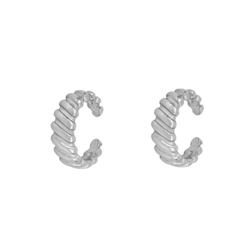 Braided ear cuff silver
