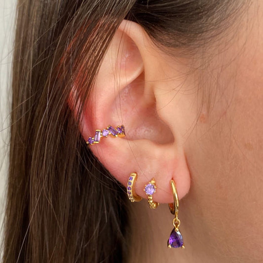 Violet zirconia shiny hoop gold - ByMirelae