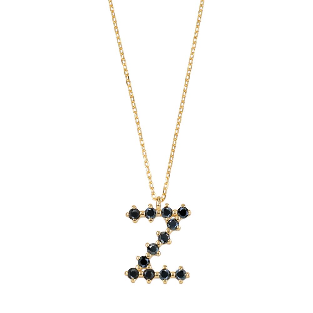 Black zirconia initial gold - ByMirelae