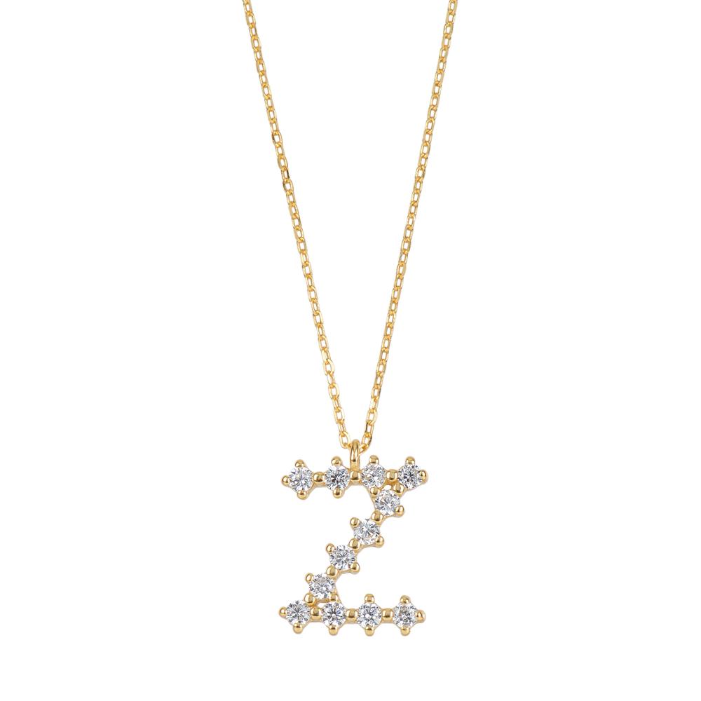 White zirconia initial gold - ByMirelae