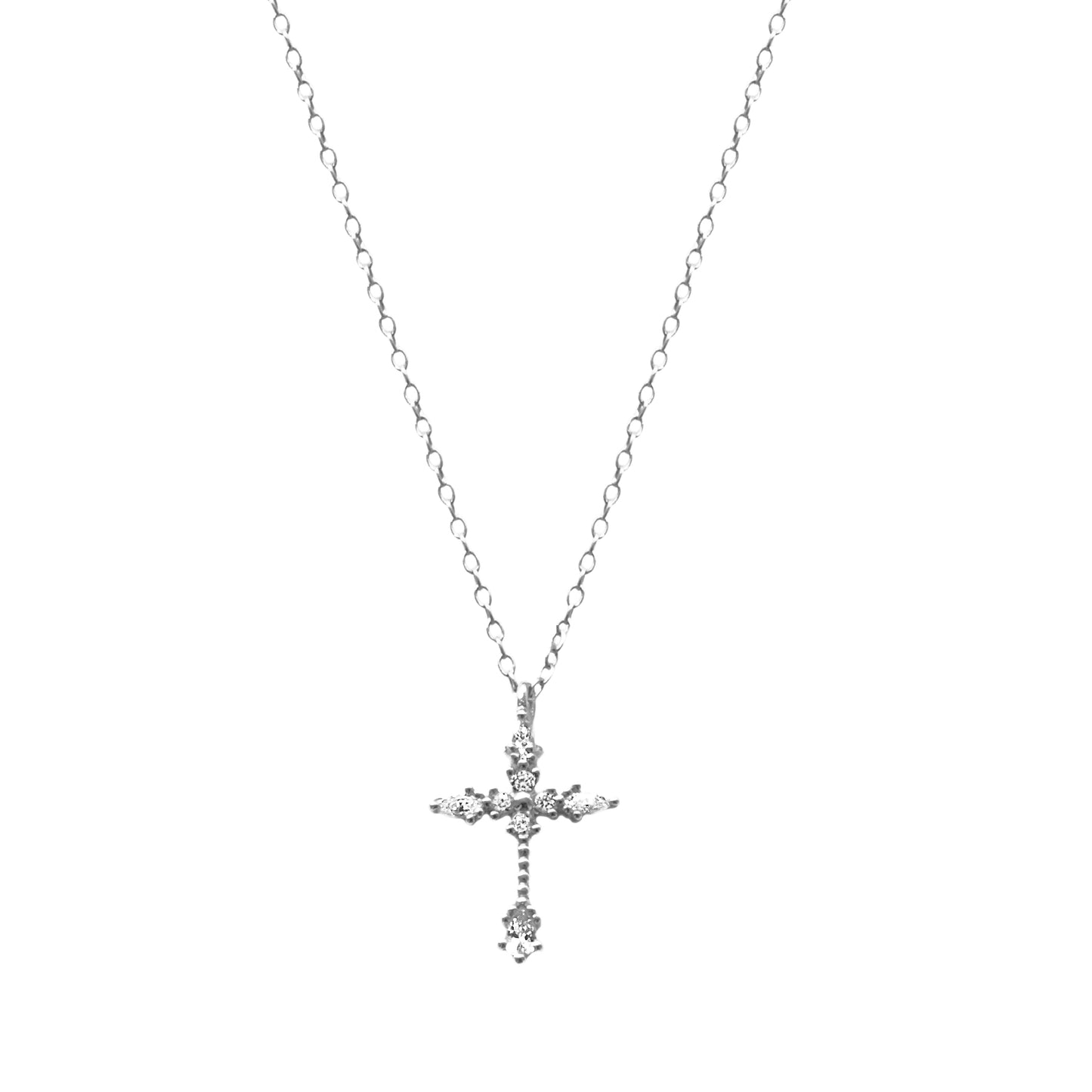 White zirconia thin cross silver - ByMirelae