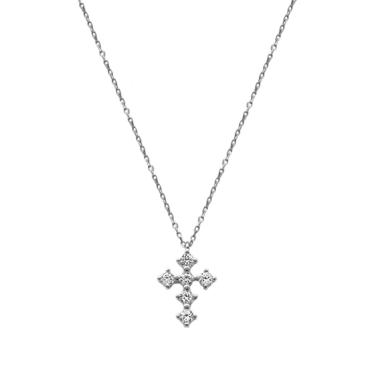 White zirconia cross silver - ByMirelae
