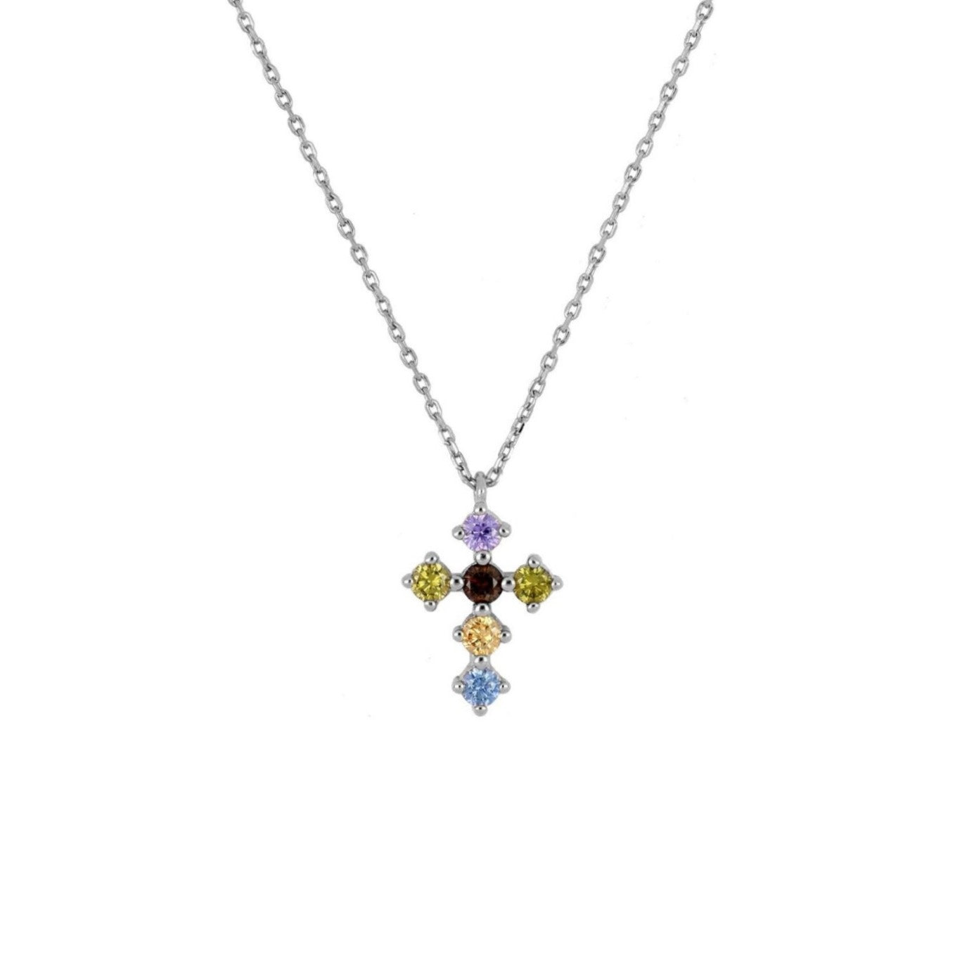 Rainbow zirconia cross silver - ByMirelae