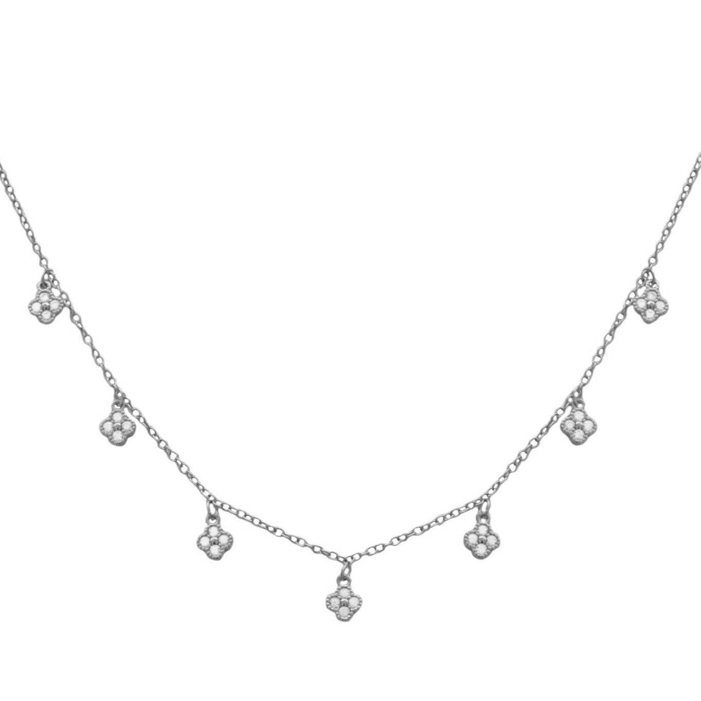 Small zirconia flowers silver - ByMirelae