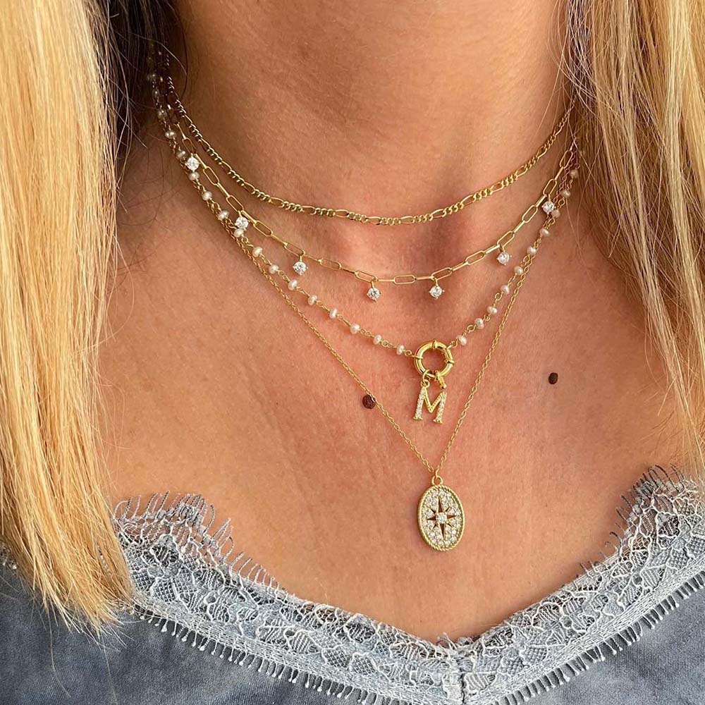 7 zirconia chain gold