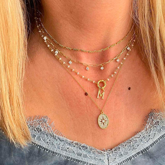 7 zirconia chain gold