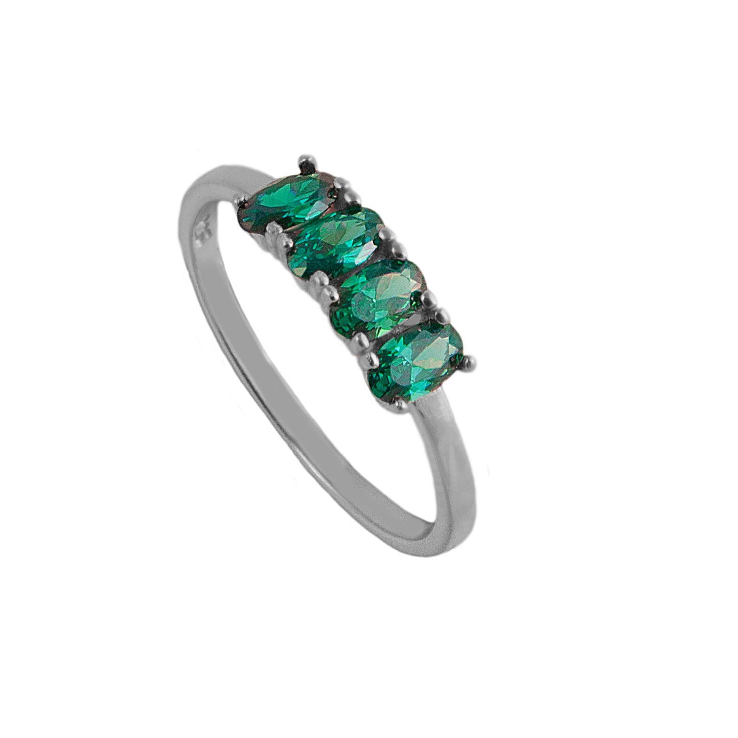 Green zirconia baguette silver