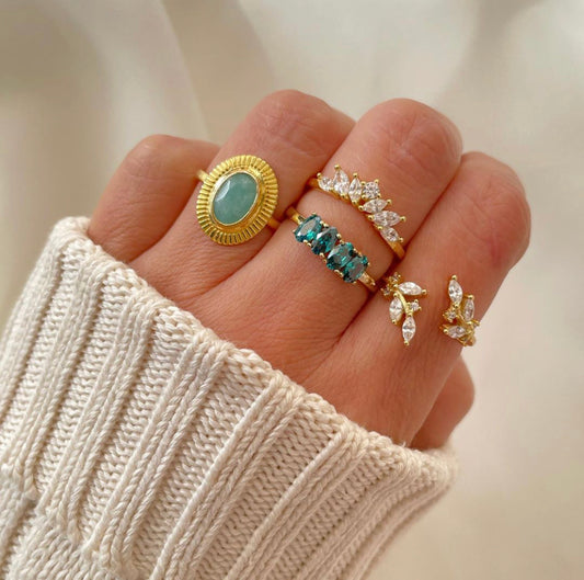 Zirconia double leaf gold - ByMirelae