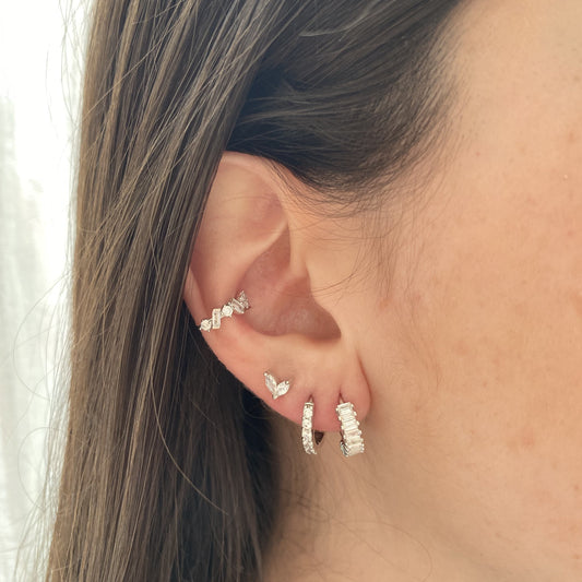 White zirconia hoop silver - ByMirelae