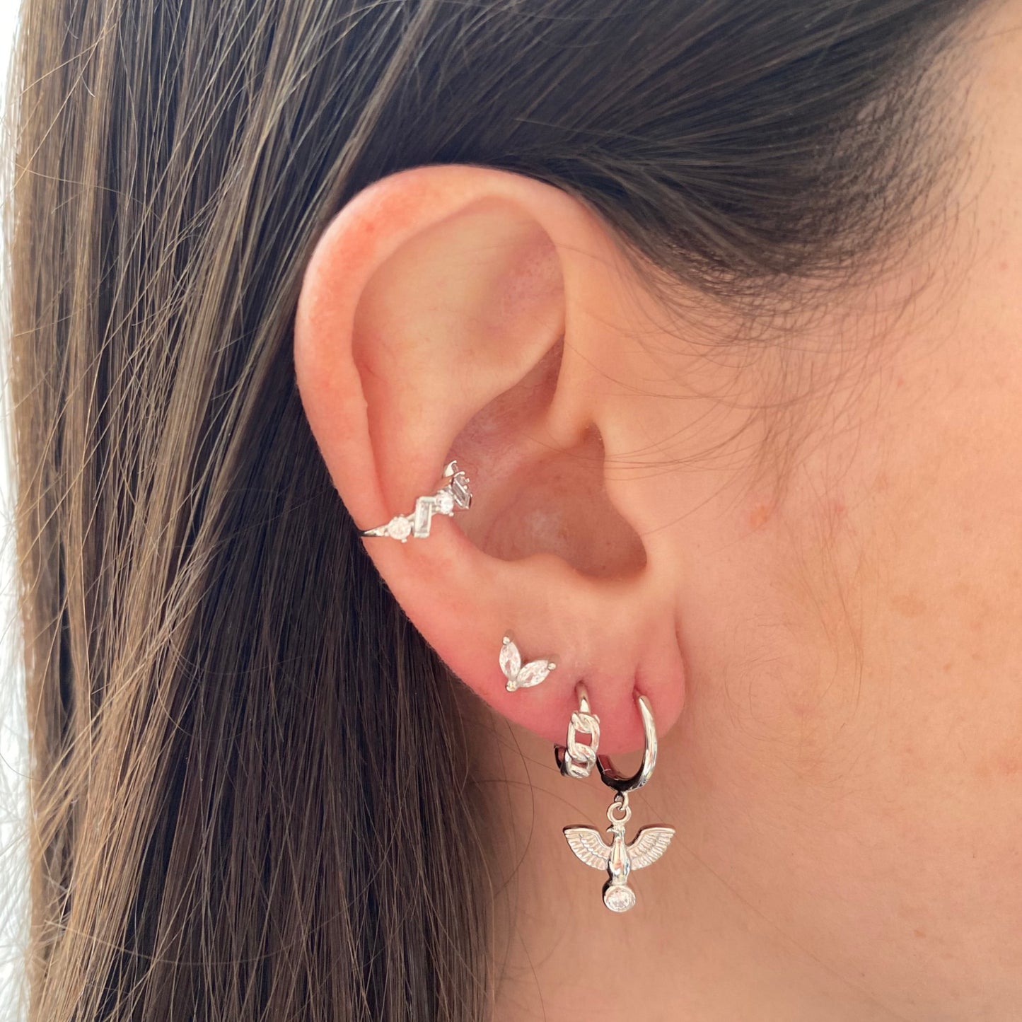 White zirconia ear cuff silver - ByMirelae