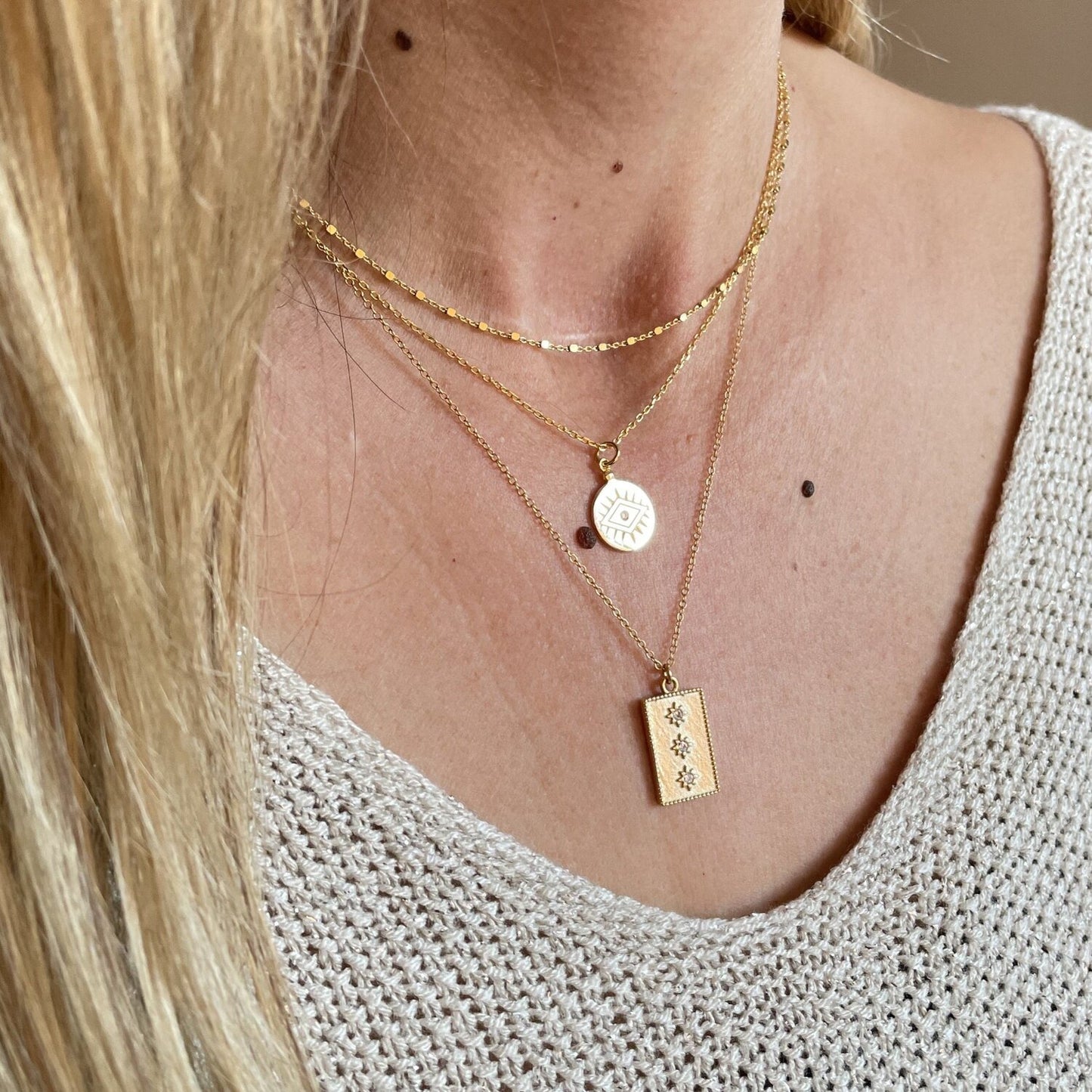 Zirconia eye rhomb gold