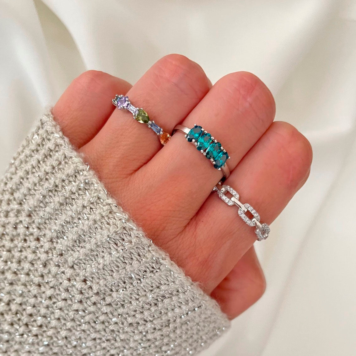 Rainbow ring silver