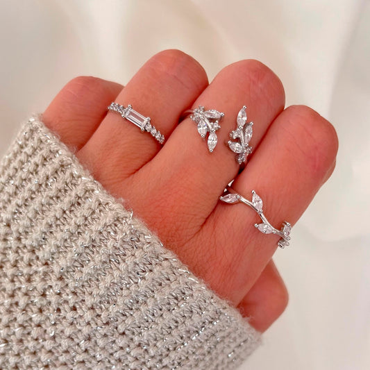 Zirconia double leaves silver