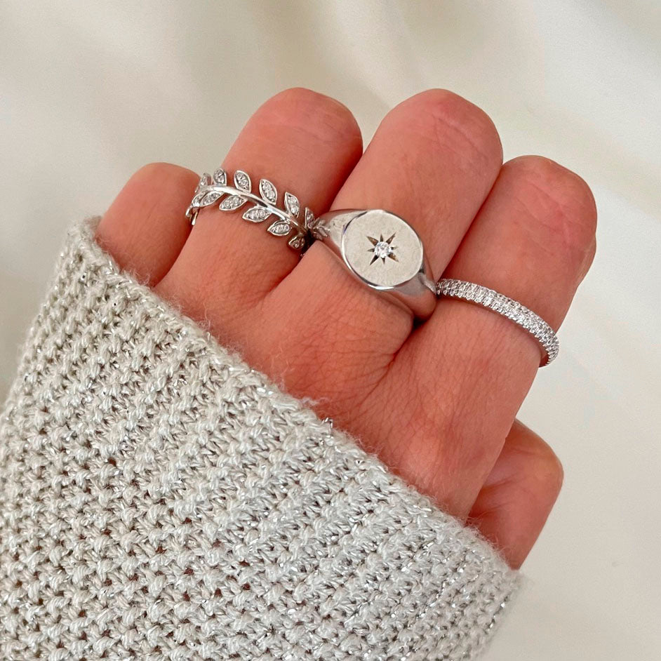 Zirconia small leaves silver