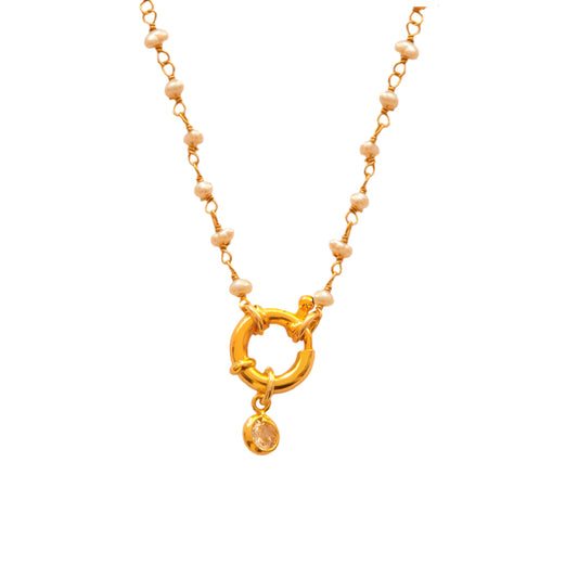 Pearl openclose gold & charm