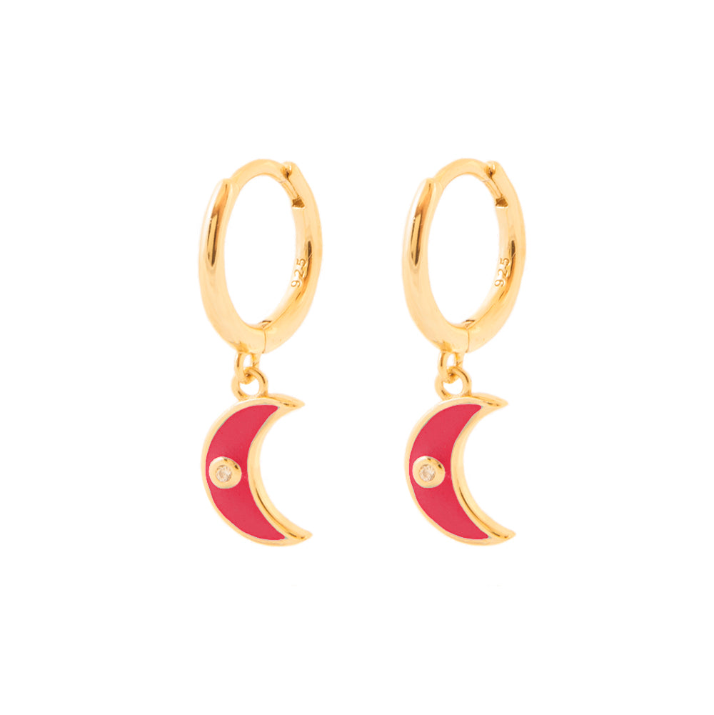 Red enamel moon gold