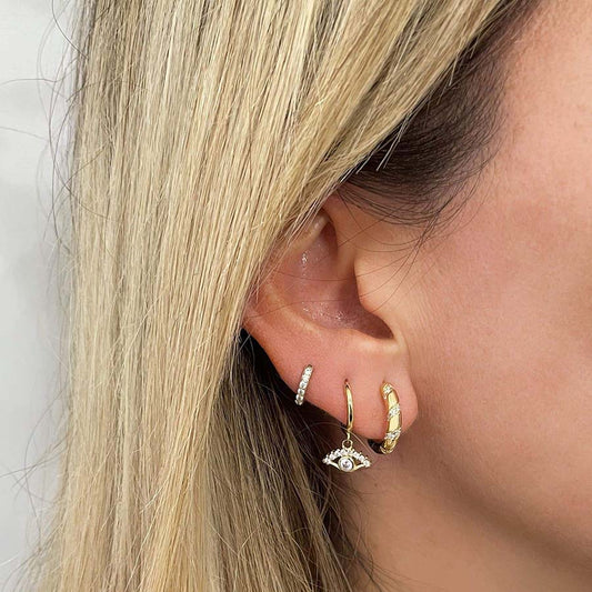 Zirconia spiral hoop gold