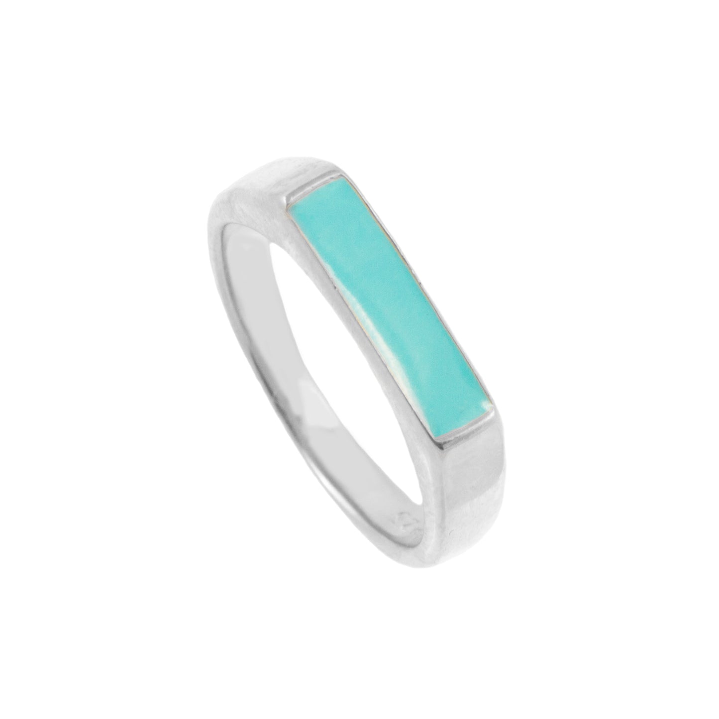 Turquoise enamel rectangle silver