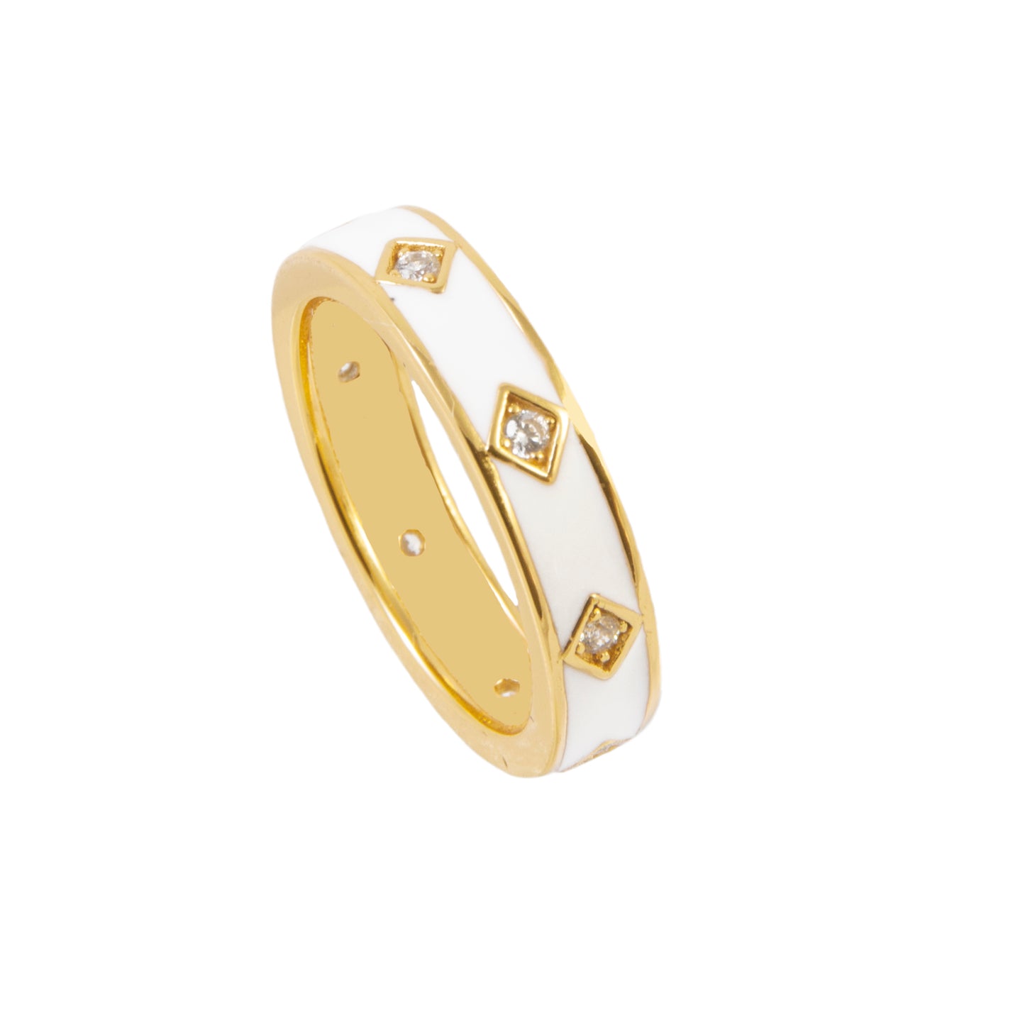 White enamel ring gold