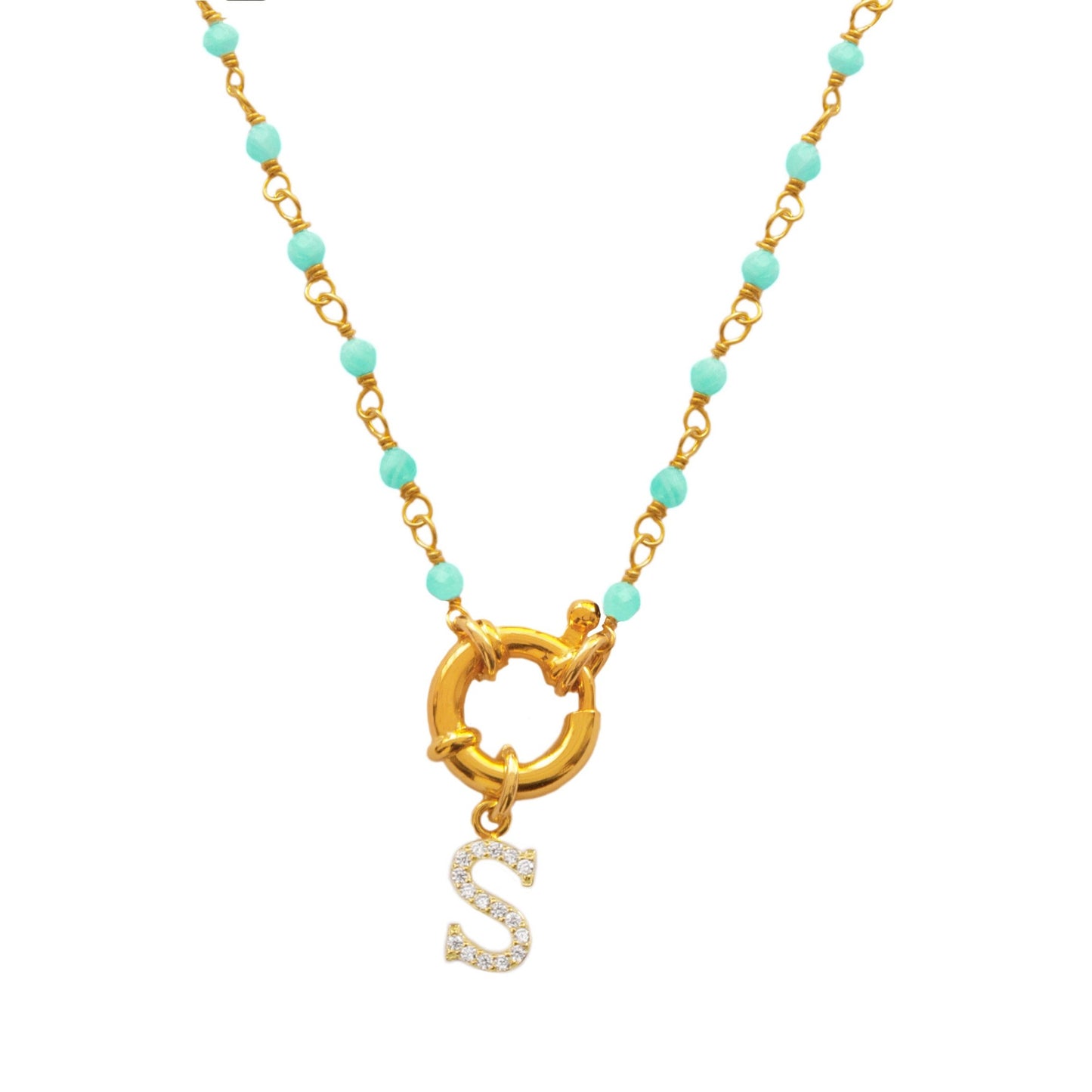 Initial amazonite openclose gold