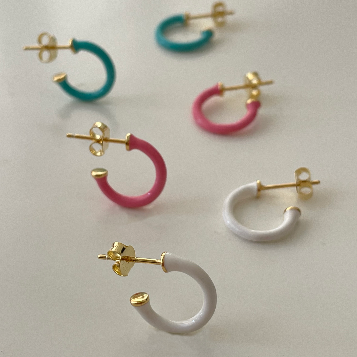 Big pink enamel hoop gold