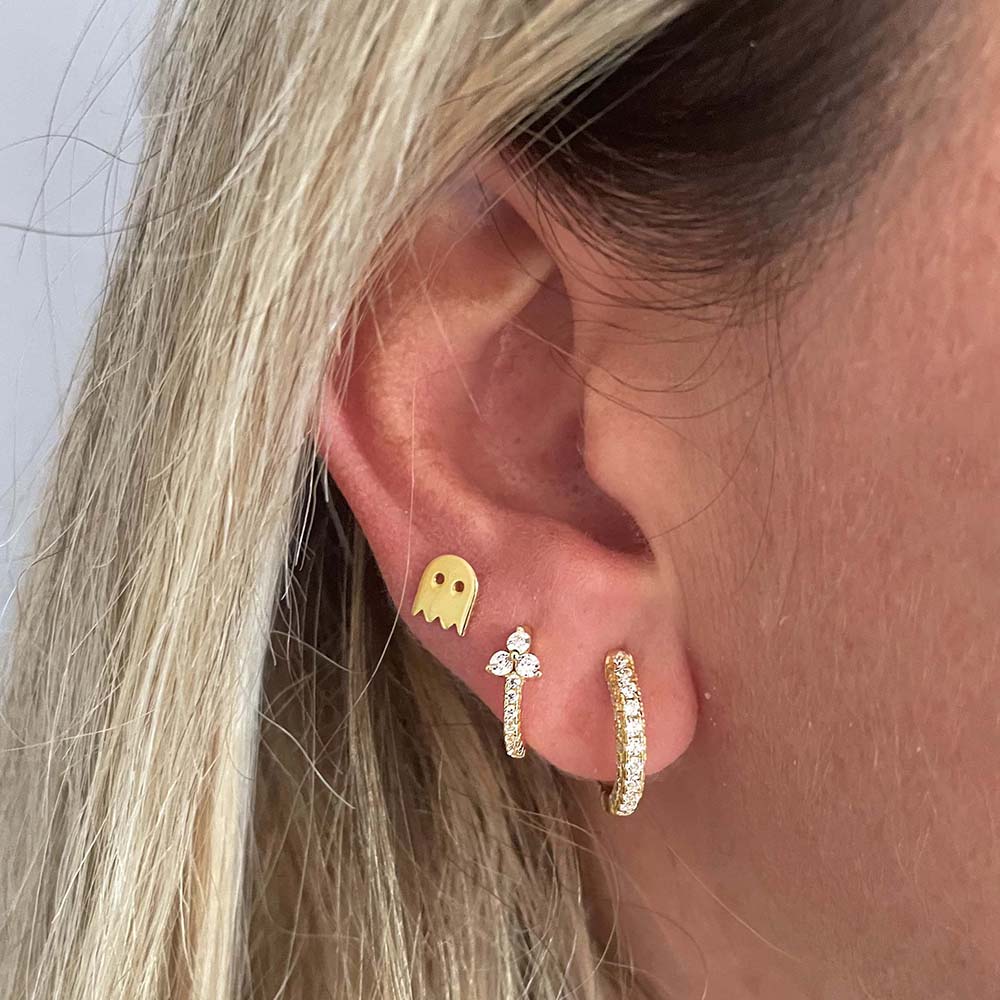 Big white zirconia hoop gold