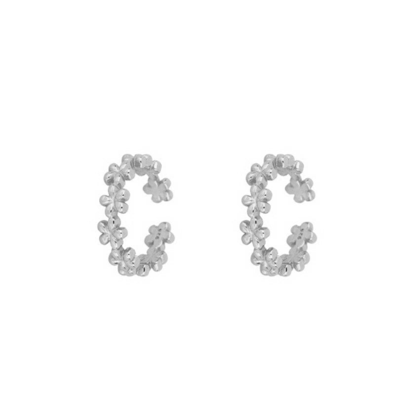 Mini flower ear cuff silver