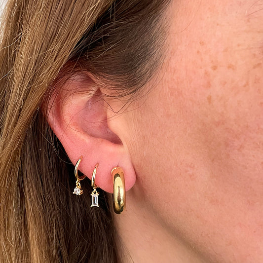 White medium tear hoop gold