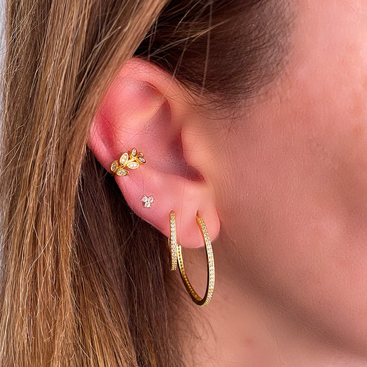 Three zirconias piercing silver