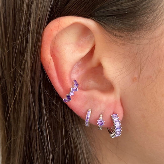 Violet zirconia shiny hoop silver - ByMirelae