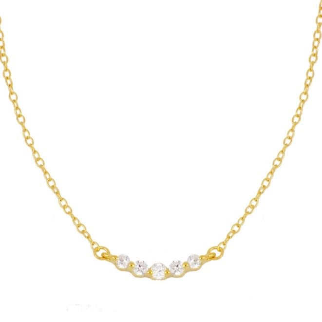 5 zirconia necklace gold