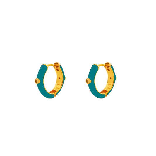 Turquoise enamel hoop gold - ByMirelae