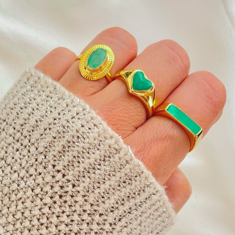 Turquoise enamel heart gold