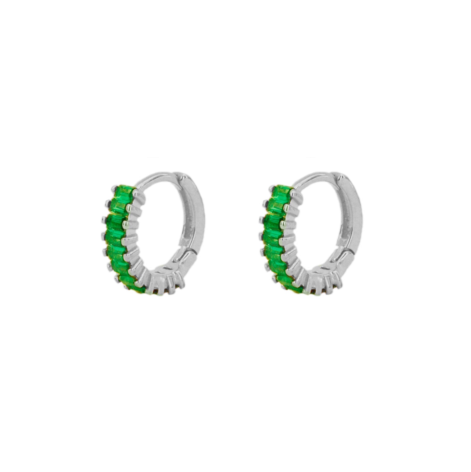Green zirconia baguette silver - ByMirelae