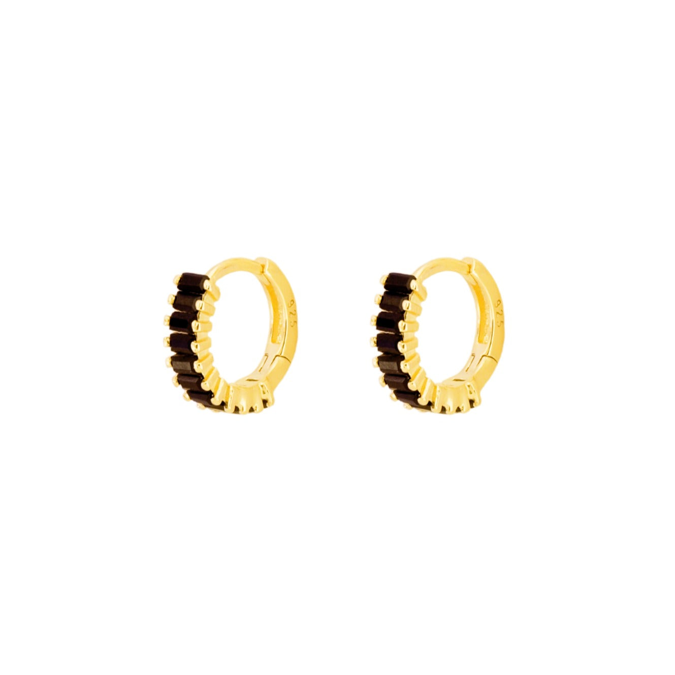 Black zirconia baguette gold - ByMirelae