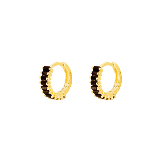 Black zirconia baguette gold - ByMirelae