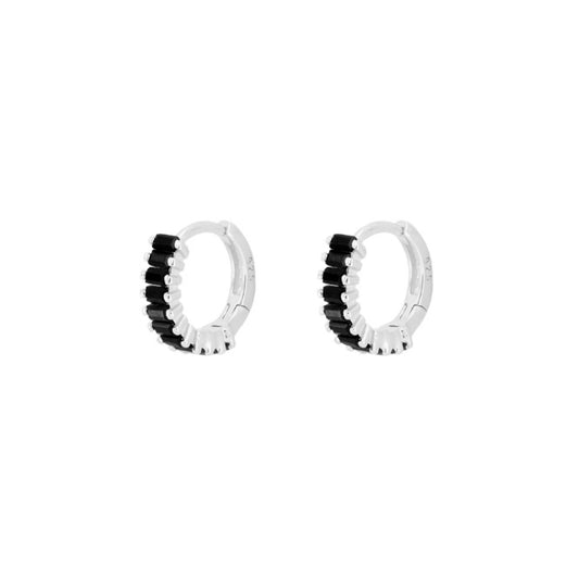 Black zirconia baguette silver - ByMirelae
