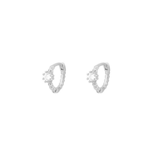 White zirconia shiny hoop silver - ByMirelae