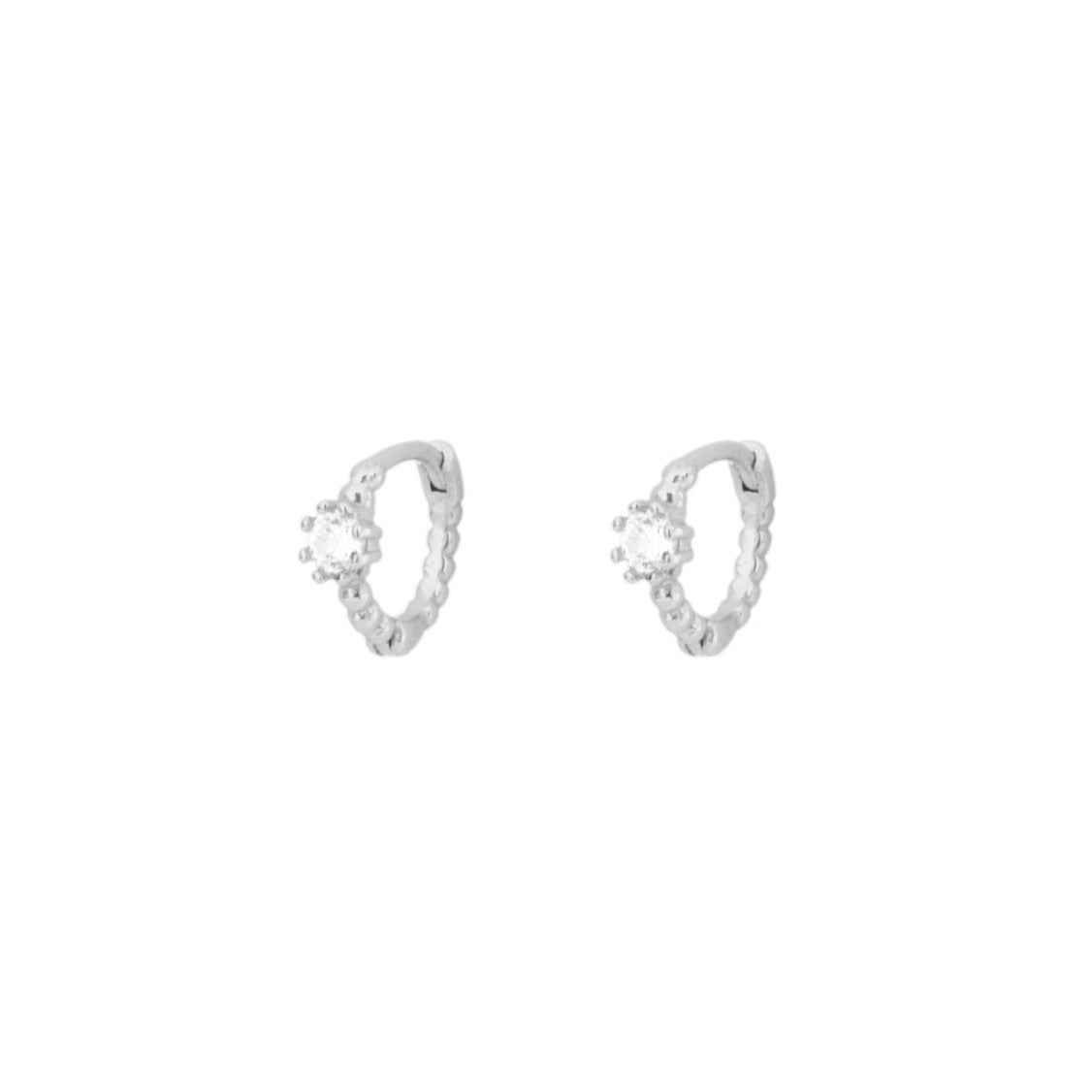 White zirconia shiny hoop silver - ByMirelae